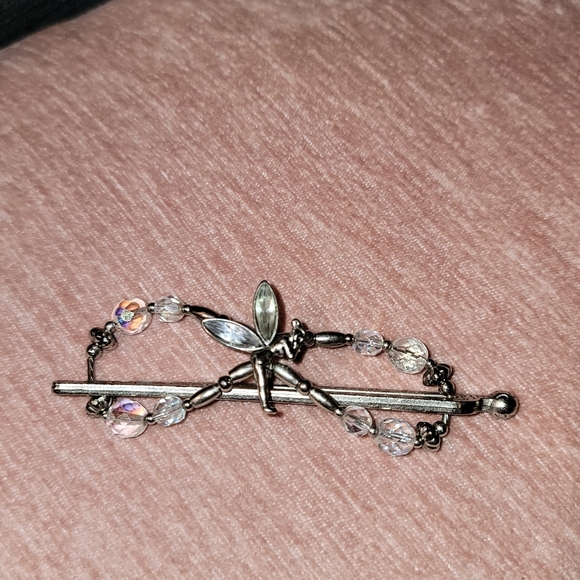 Lilla Rose Accessories - This is a silver-toned fairy hair clip with aurora borealis crystals.